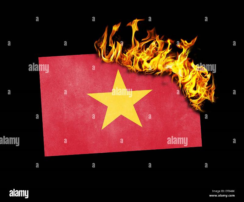 flag-burning-concept-of-war-or-crisis-vietnam-EFB48K